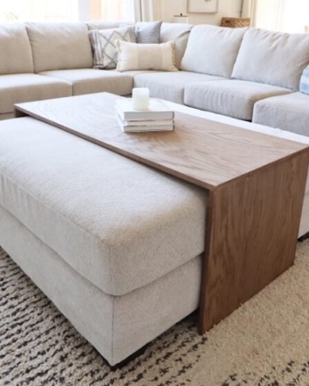 Modern Over Ottoman Wooden Coffee Table Design