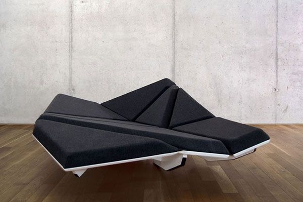 Modern Polygonal Black Futuristic Sofa Design
