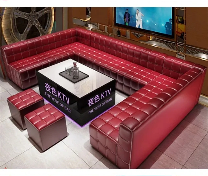 Modern Red PU Leather Home Bar Seating Set