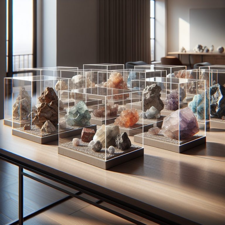 Modern Rock Display Ideas with Clear Acrylic Cases
