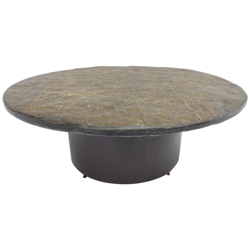 Modern Round Slate Top Coffee Table Design