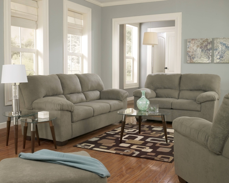 Modern Sage Green Sectional Sofas in Living Room