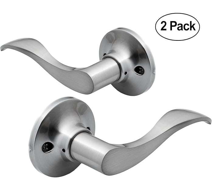 Modern Satin Nickel Door Handles for French Doors