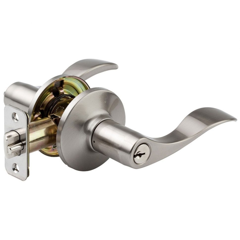 Modern Satin Nickel French Door Lever Handle