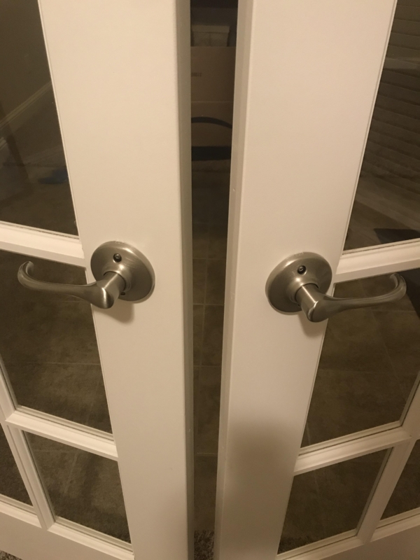 Modern Satin Nickel Handles on White French Doors