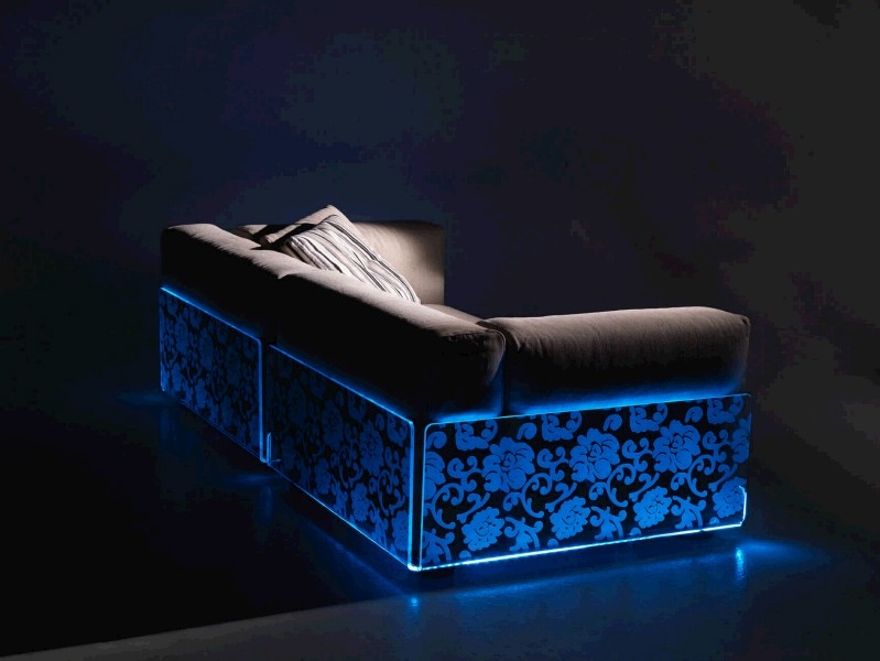 Modern Sofas with Built-In Blue LED Mood Lighting
