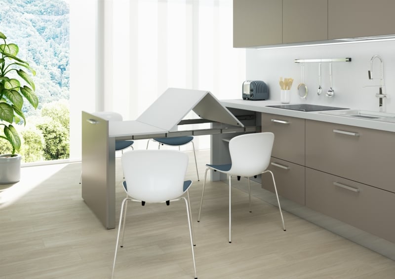 Modern Space-Saving Pull-Out Kitchen Table Design