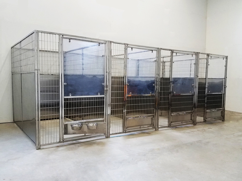 Modern Stainless Steel Kennels for Multiple Pets
