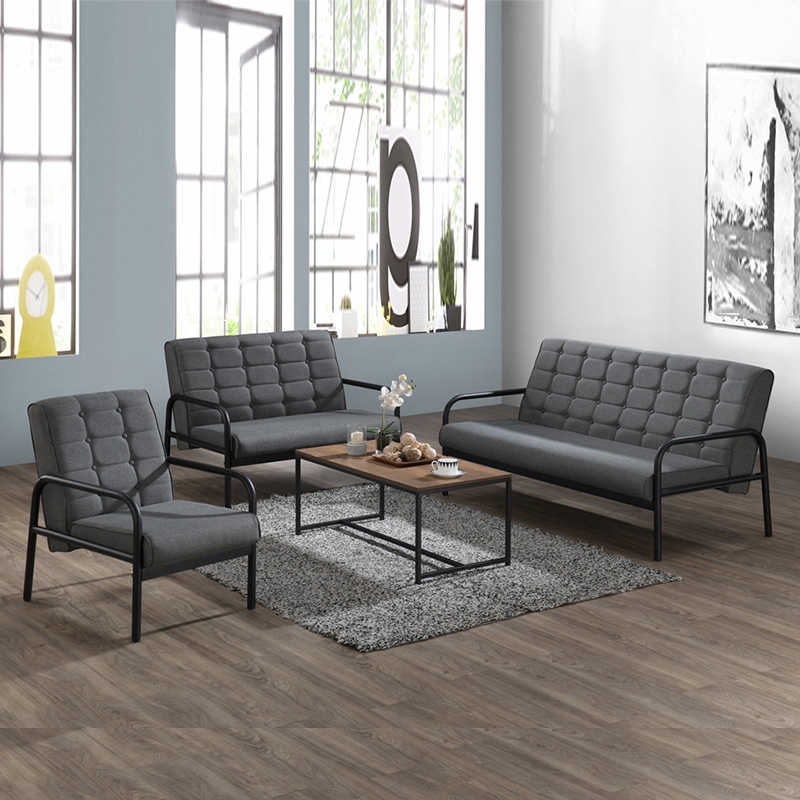 Modern Steel Frame Gray Sofa Set in Living Room