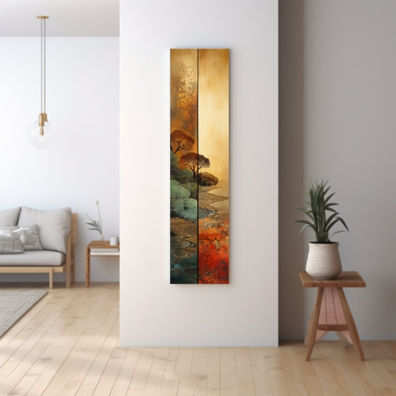 Modern Tall Narrow Nature-Inspired Canvas Wall Art