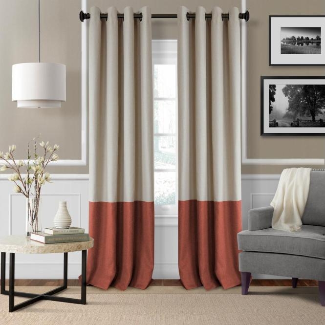 Modern Two-Tone Rust and Beige Living Room Curtains