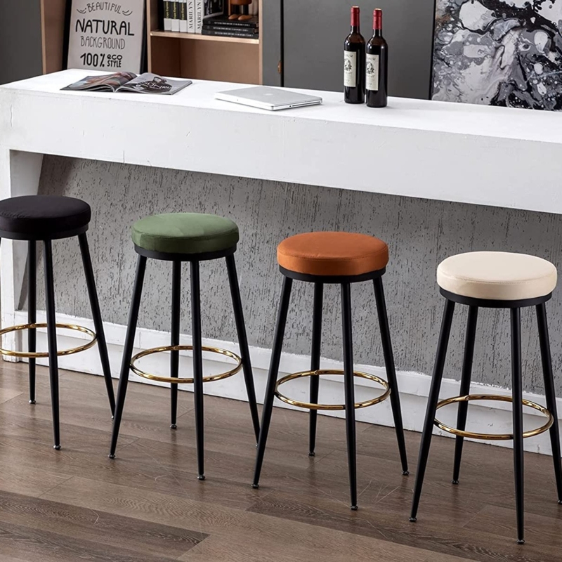 Modern Upholstered Bar Stools with Metal Legs