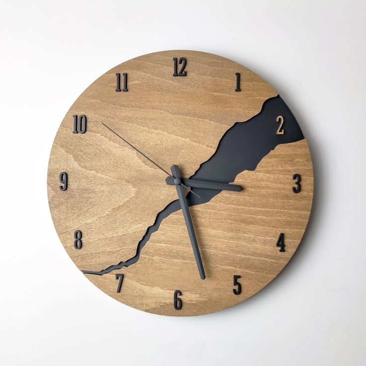 Modern Wall Clock With Numbers Silent Unique Wood Minimalist - Etsy in ...