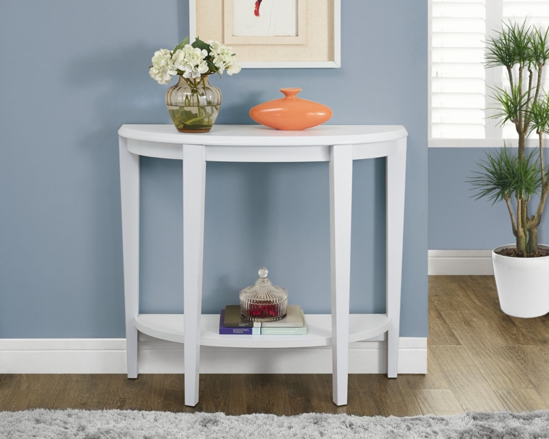 Modern White Curved Console Accent Table