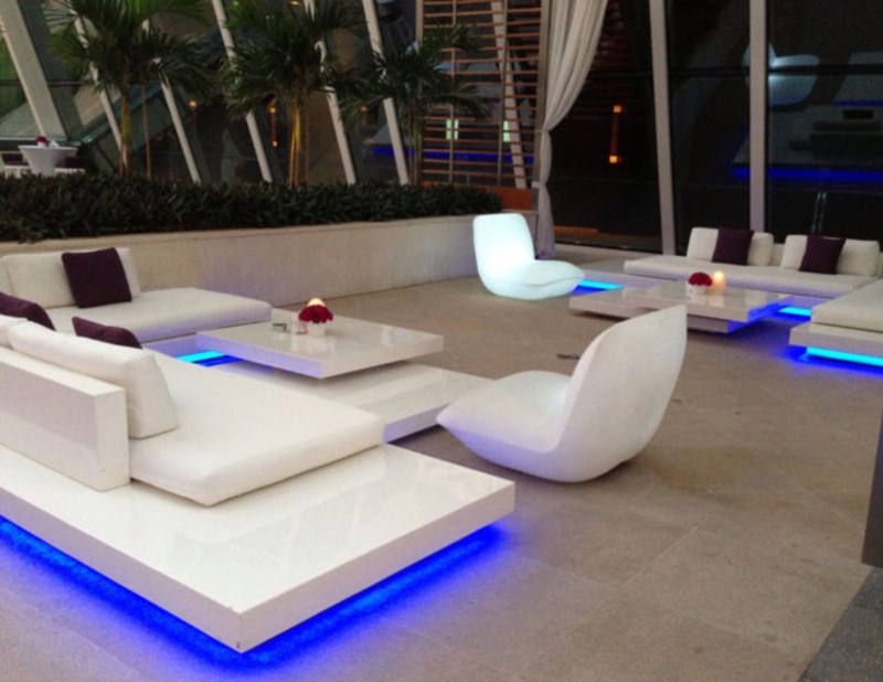 Modern White Modular Sectional Sofa with LED Lighting