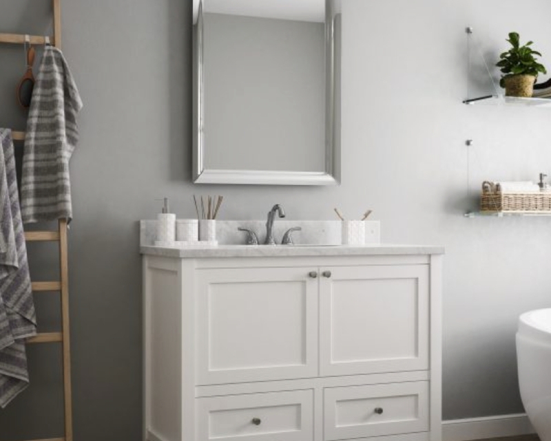 Modern White Vanity for Industrial Bathroom Design