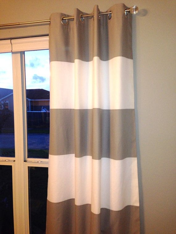 Modern Wide Horizontal Striped Curtain Panels