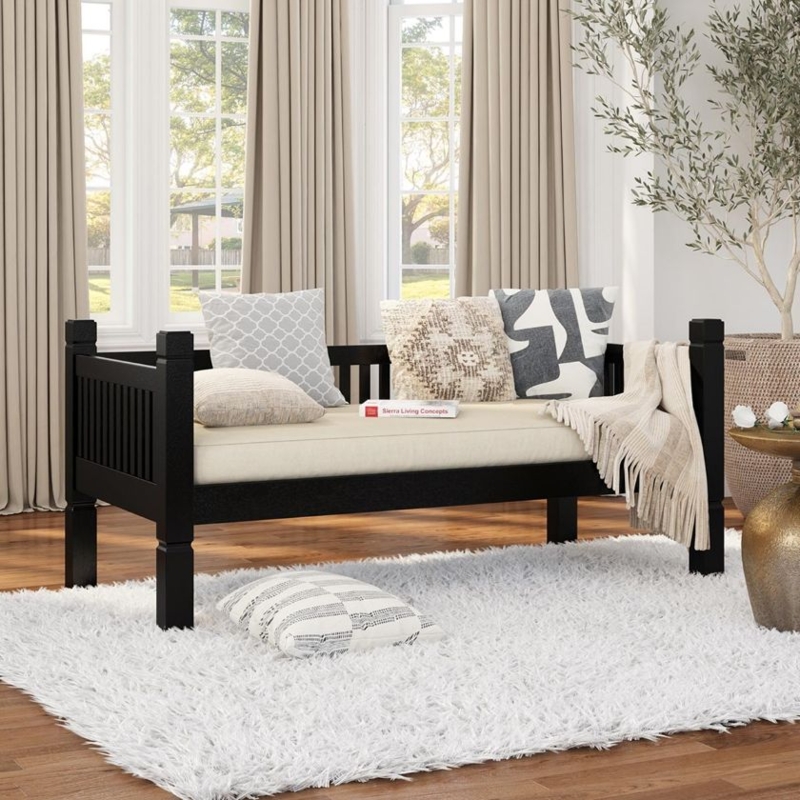 Montreux Black Solid Wood Upholstered Daybed