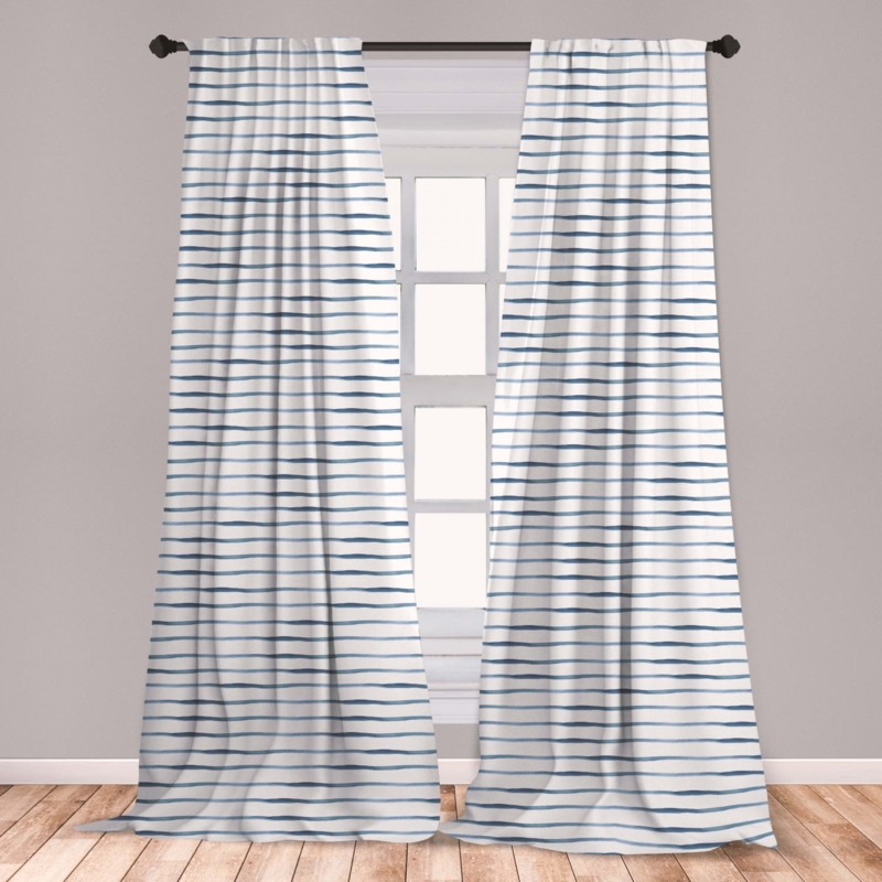 Nautical Blue and White Harbour Stripe Curtains