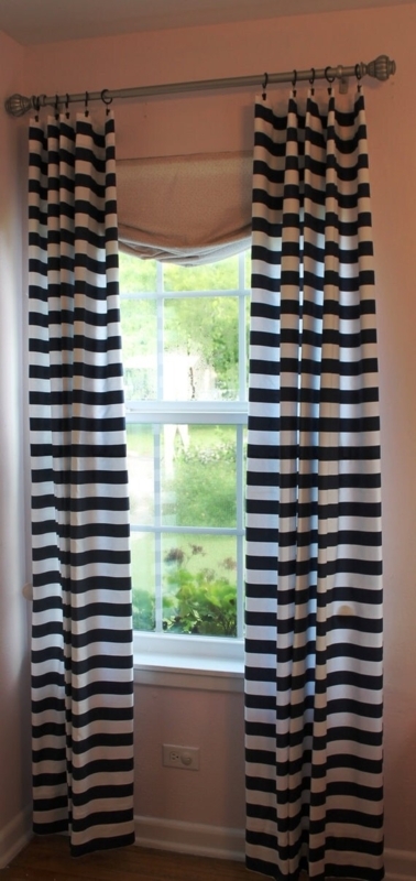 Navy and White Classic Horizontal Stripe Curtains