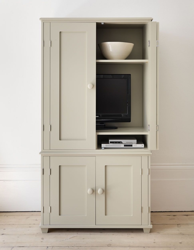 Neutral Armoire Storage TV Cabinet for Small Spaces