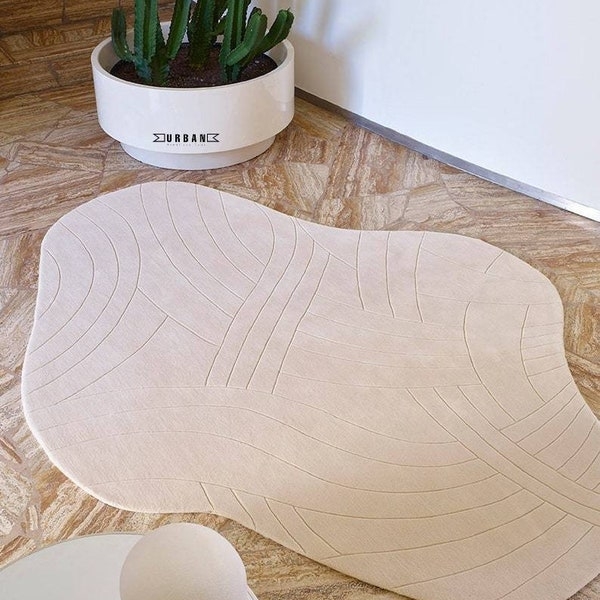 Neutral Asymmetrical Modern Area Rug Design
