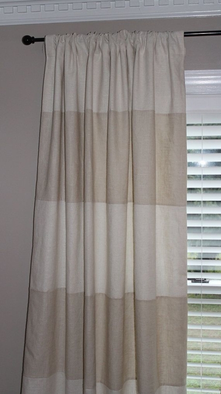 Neutral Custom Horizontal Striped Curtain Panels