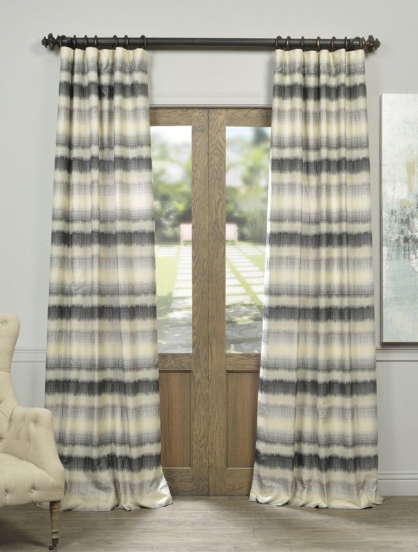 Neutral Hazey Sunset Horizontal Stripe Curtains