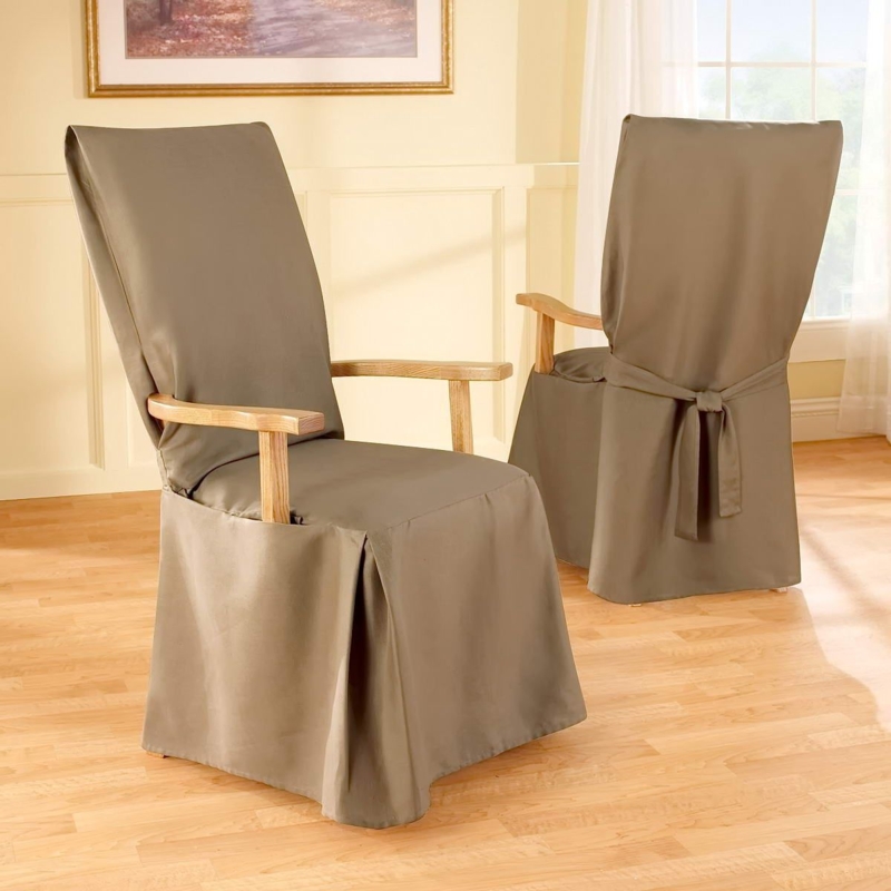 Neutral Slipcovers for Dining Room Chairs with Arms