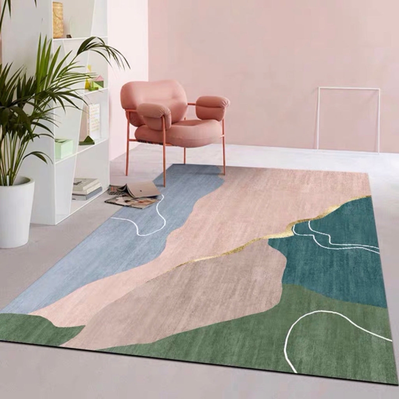 Nordic Pink Tone Asymmetrical Abstract Carpet Rug