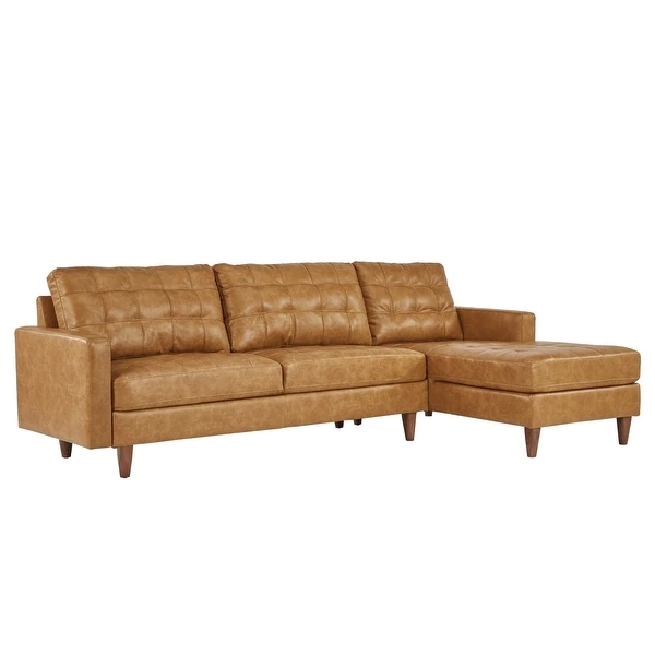 Odin Caramel Leather Sectional Sofa with Chaise