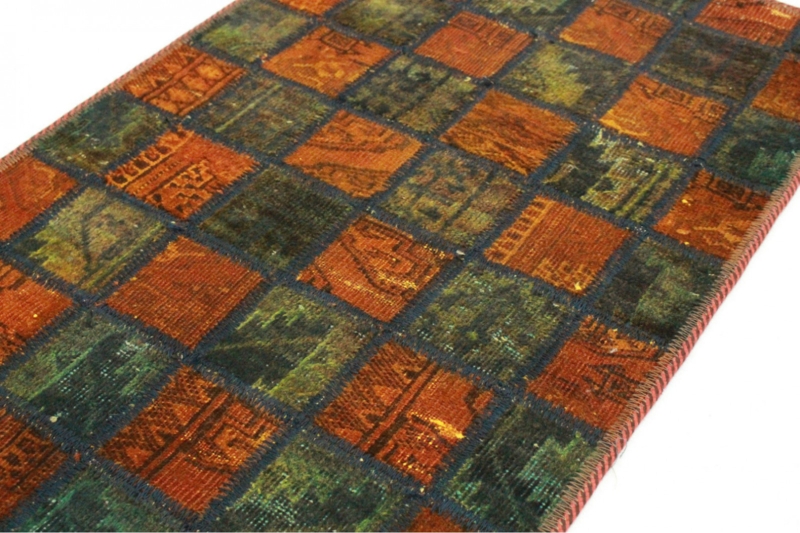 Orange and Green Patchwork Area Rug 90x60cm
