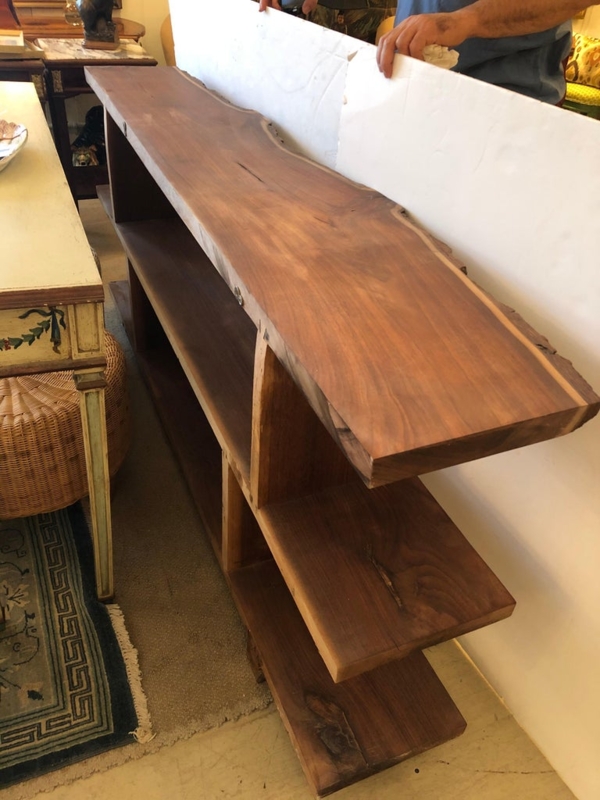 Organic Mid-Century Modern Black Walnut Live Edge Bookshelf