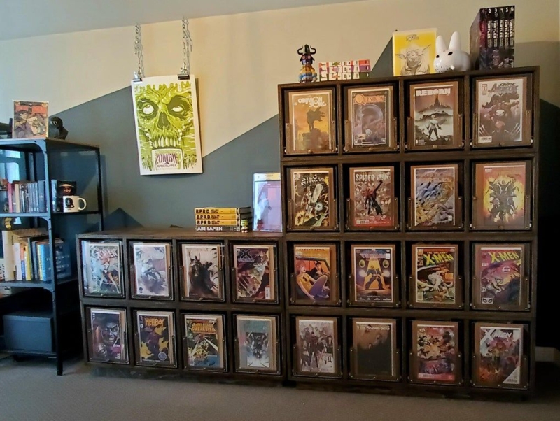 Organized Comic Book Display with Custom Shelving