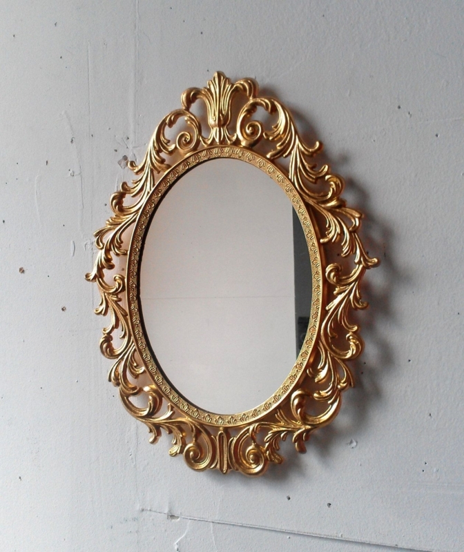 Ornate Vintage Gold Oval Mirror Frame