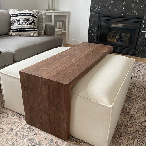 Ottoman Coffee Table on Wheels Walnut Custom Ottoman Tray - Etsy