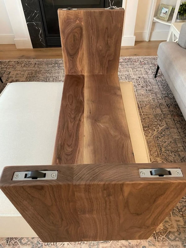 Ottoman Coffee Table on Wheels, Walnut Custom Ottoman Tray, Solid Wood ...