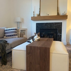 Ottoman Coffee Table on Wheels, Walnut Custom Ottoman Tray, Solid Wood ...