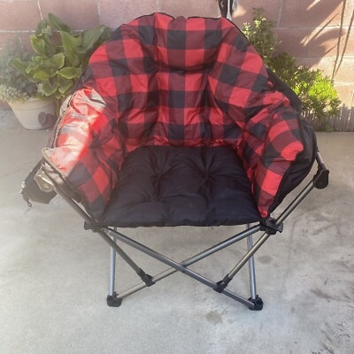 Oversized Plush Buffalo Check Folding Camp Chair