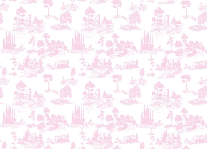 Pink French Toile Wallpaper for Elegant Country Style