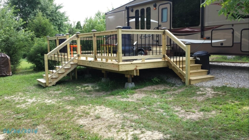 Portable Wooden Deck with Stairs for RV Outdoor Living