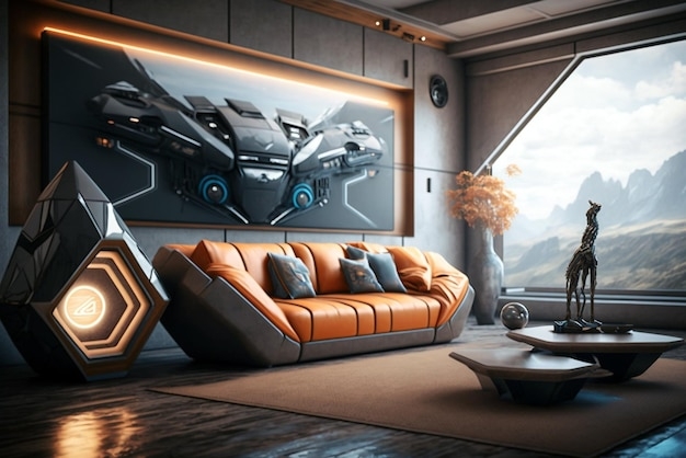 Premium AI Image | Ultra modern living room with futuristic sofa and ...