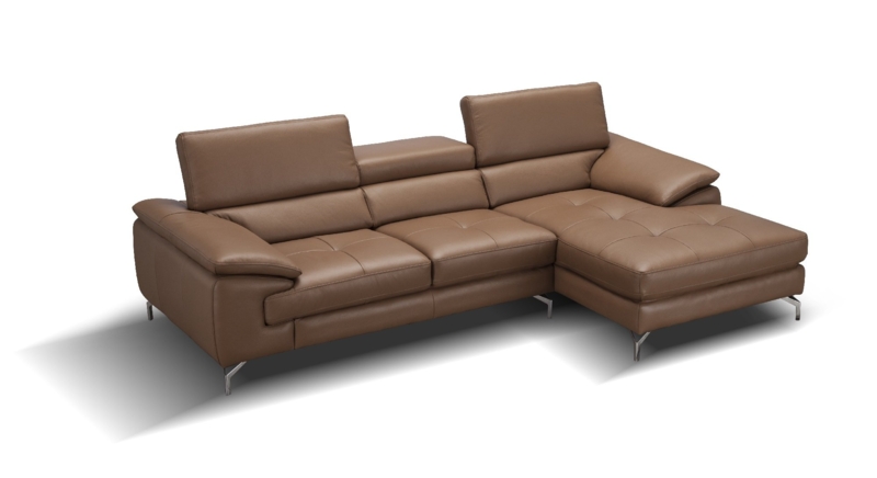 Premium Caramel Italian Leather Sectional Sofa