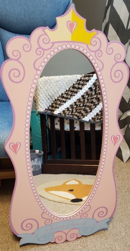 Princess-Themed Decorative Kid's Mirror with Crown