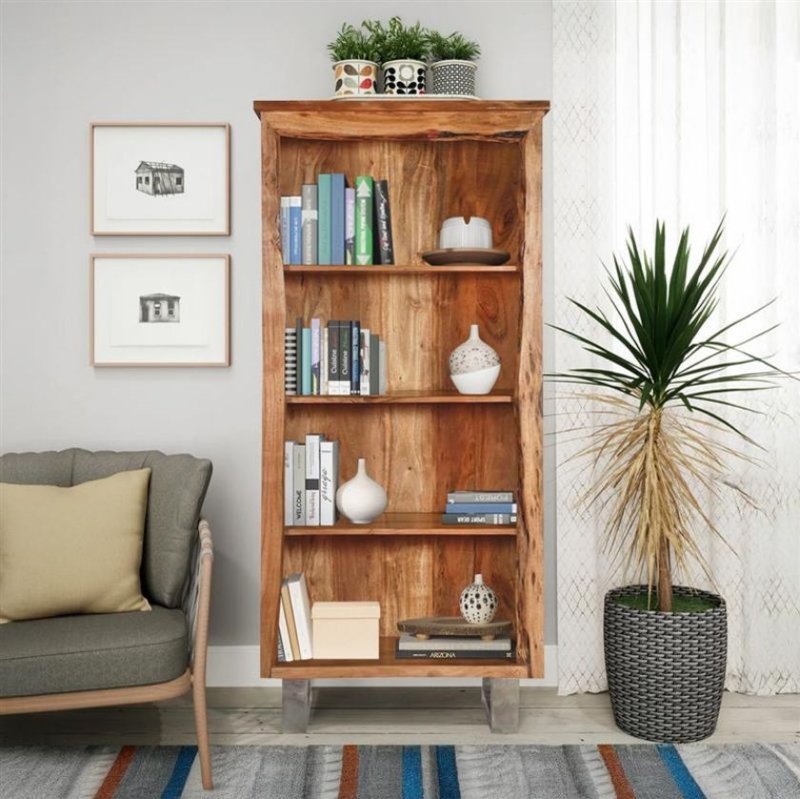 Rawlins Rustic Live Edge Wooden Bookcase