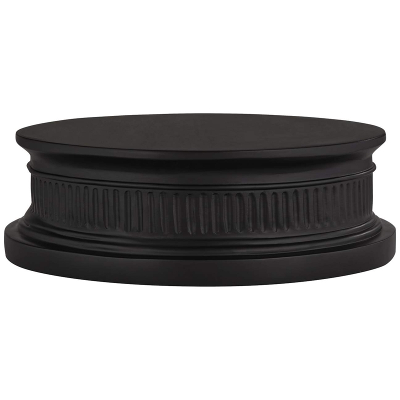 Round Black Pedestal Lamp Riser with Decorative Detailing