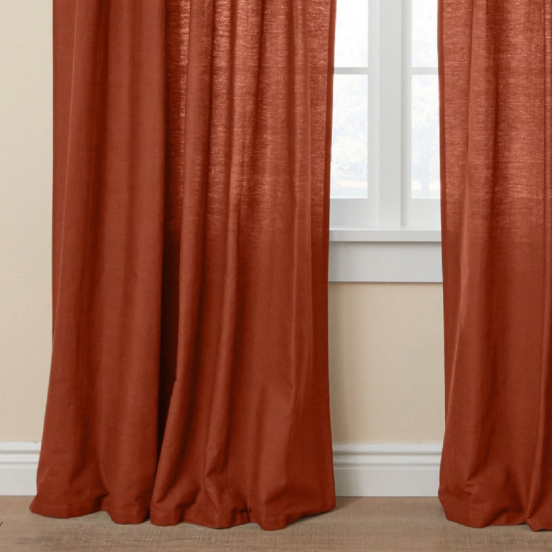Rust Color Linen Curtains Stonewashed Drapes