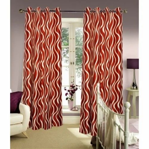 Rust Color Wave Pattern Curtains for Living Room