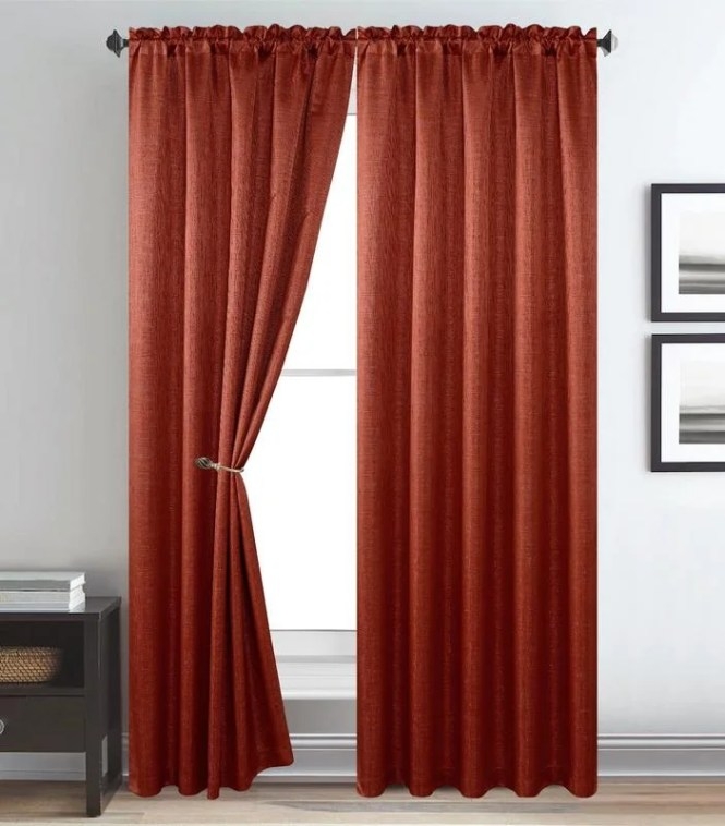 Rust Colored Living Room Curtains for Warmth