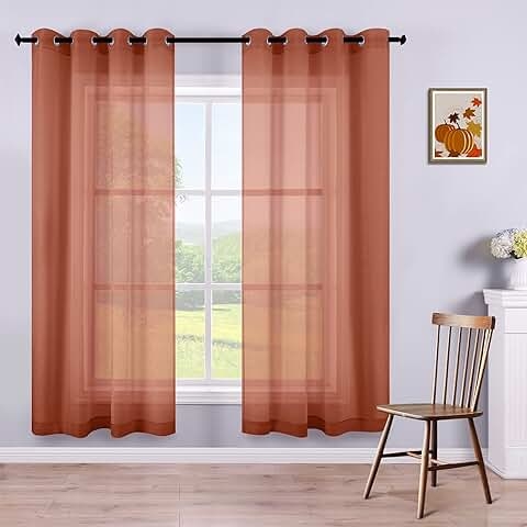 Rust Colored Sheer Curtains for Bright Rooms